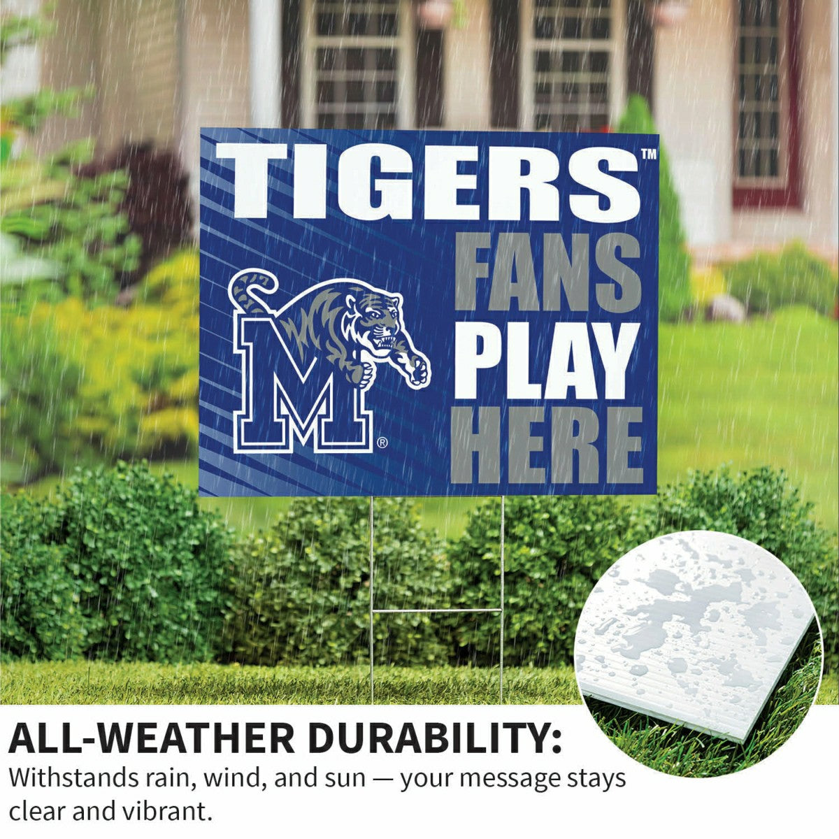 University of Memphis Coroplast Yard Sign "Fans Play Here"