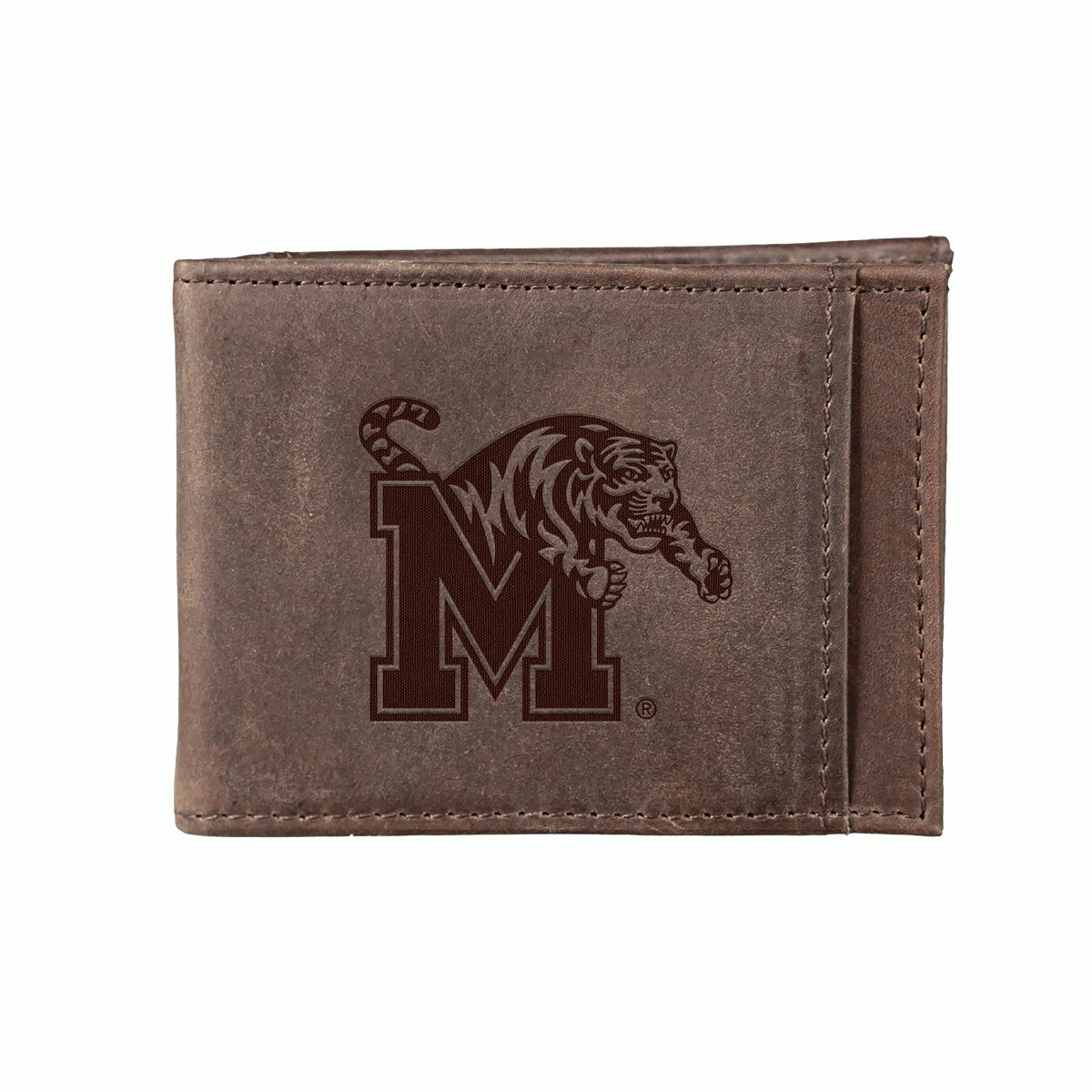 Front Pocket Wallet w/ RFID Blocking, University of Memphis, Brown
