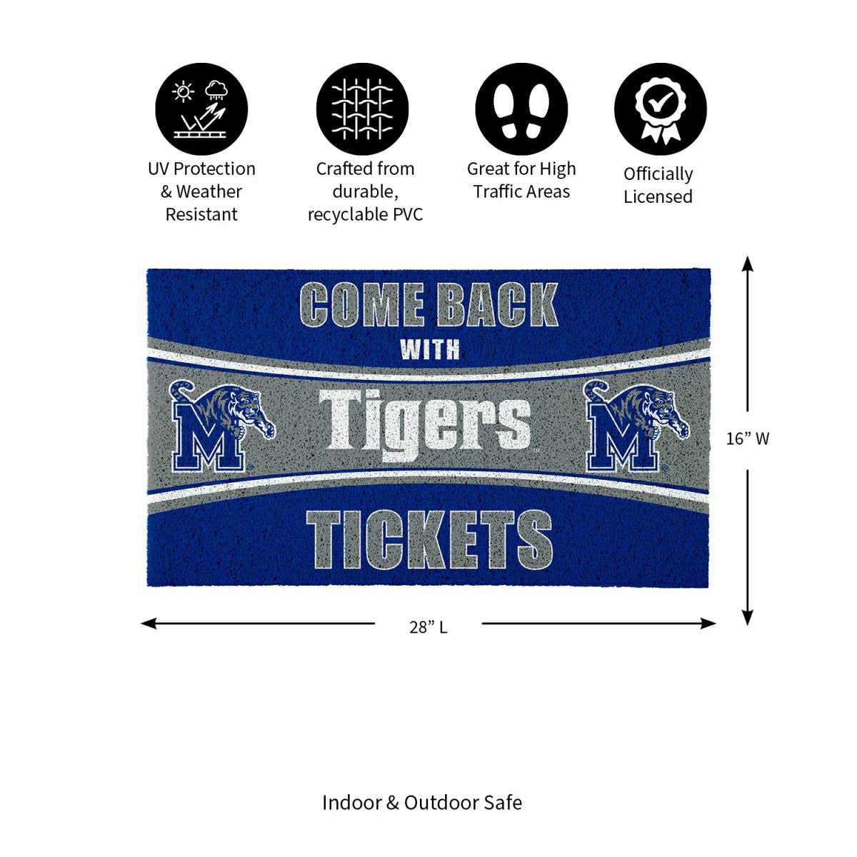 28" x 16" PVC Trapper Mat, Come Back with Tickets, University of Memph