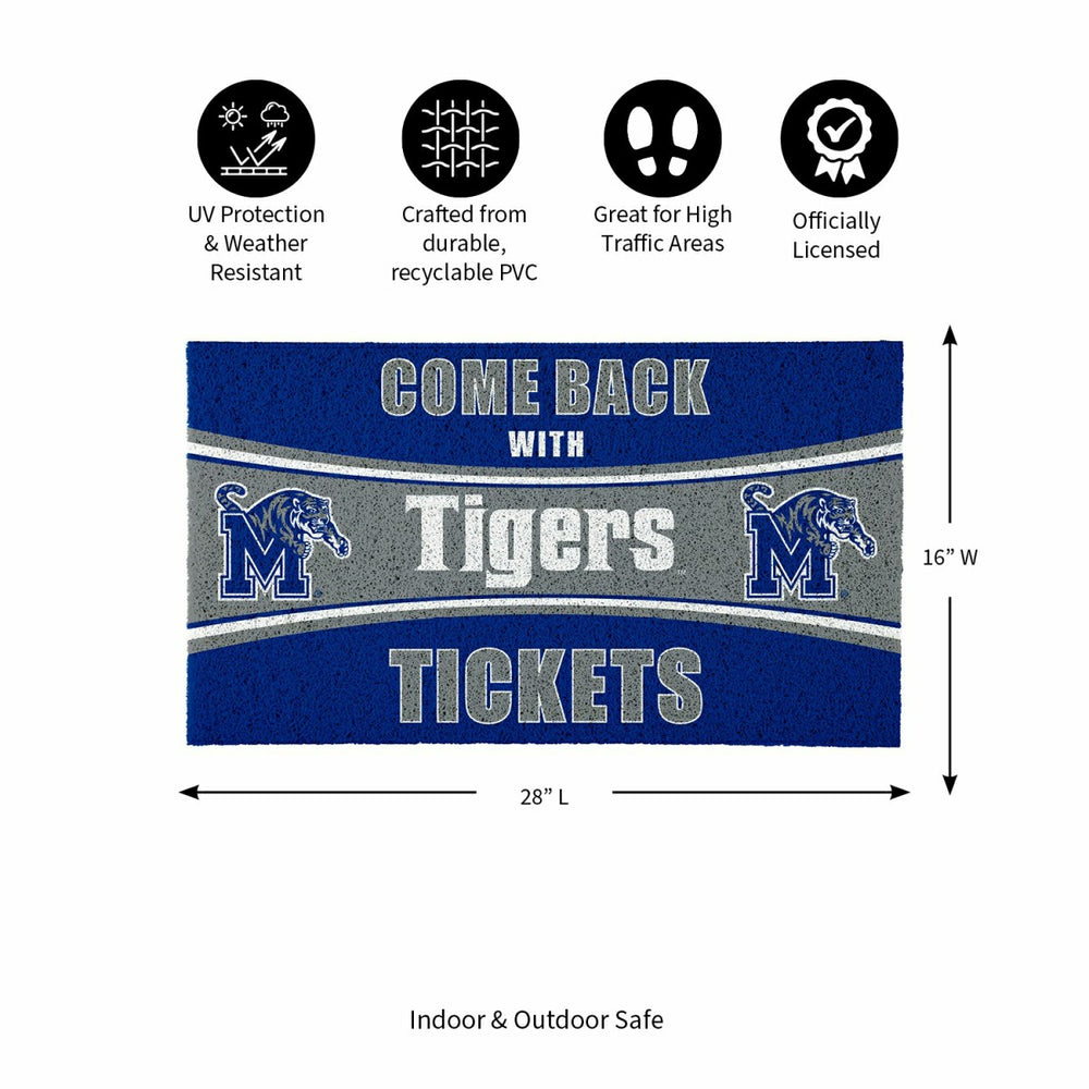 28" x 16" PVC Trapper Mat, Come Back with Tickets, University of Memph