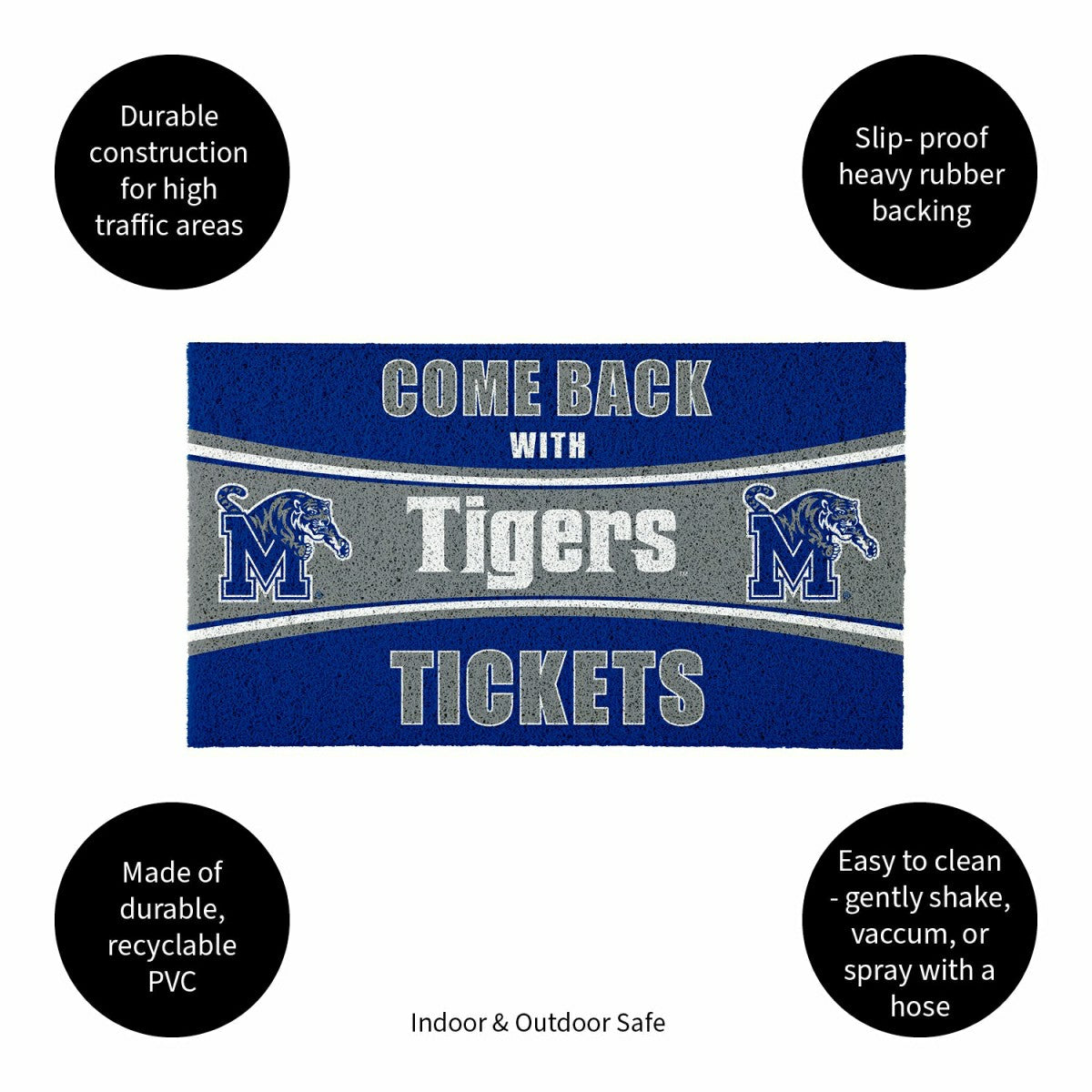 28" x 16" PVC Trapper Mat, Come Back with Tickets, University of Memph