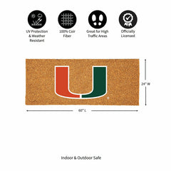 University of Miami Extra Large Full Color Coir Mat, 60"x24"