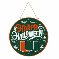 University of Miami Halloween Round Door Décor with Hanging Rope, 18x1