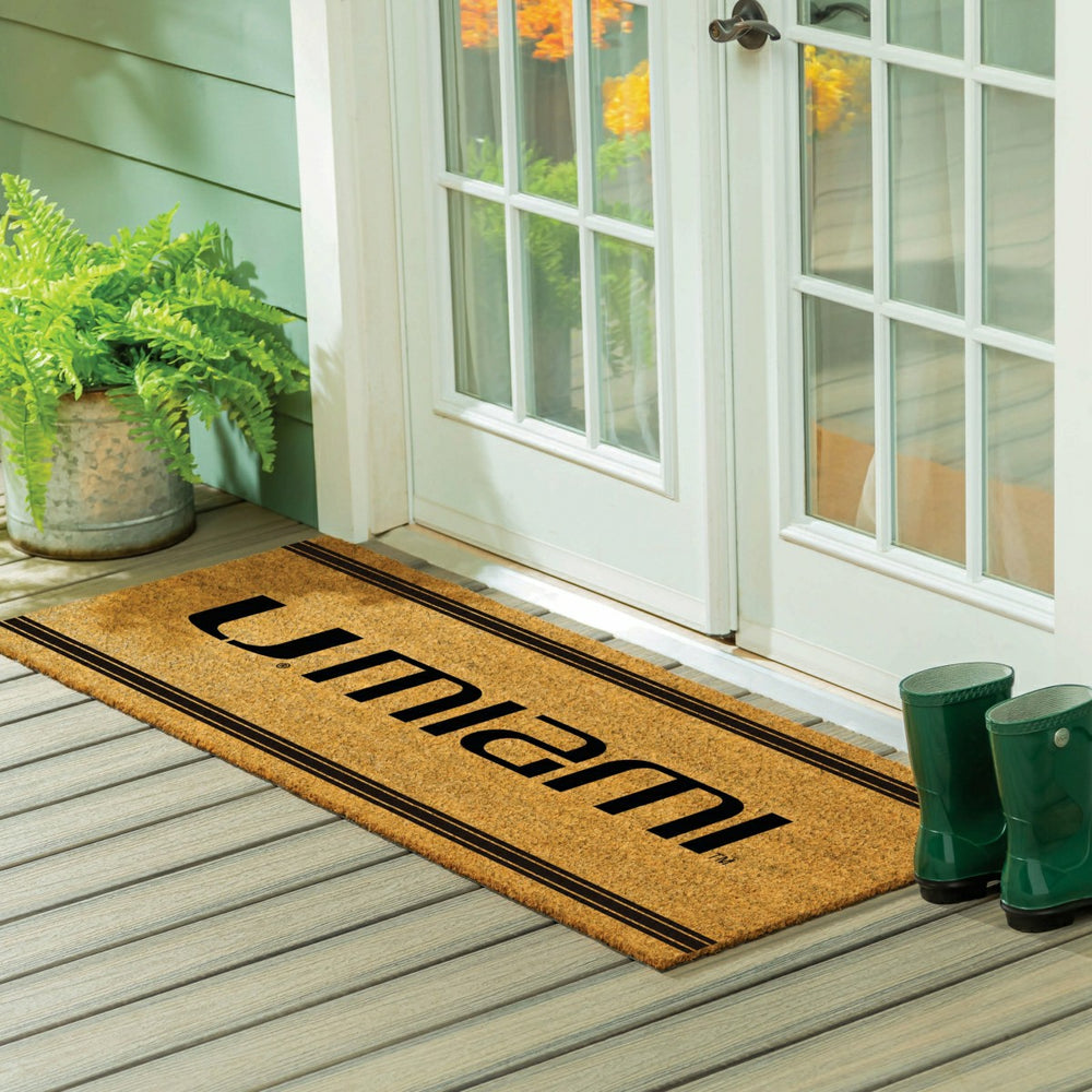 University of Miami Extra Large One Color Coir Mat, 60"x24"