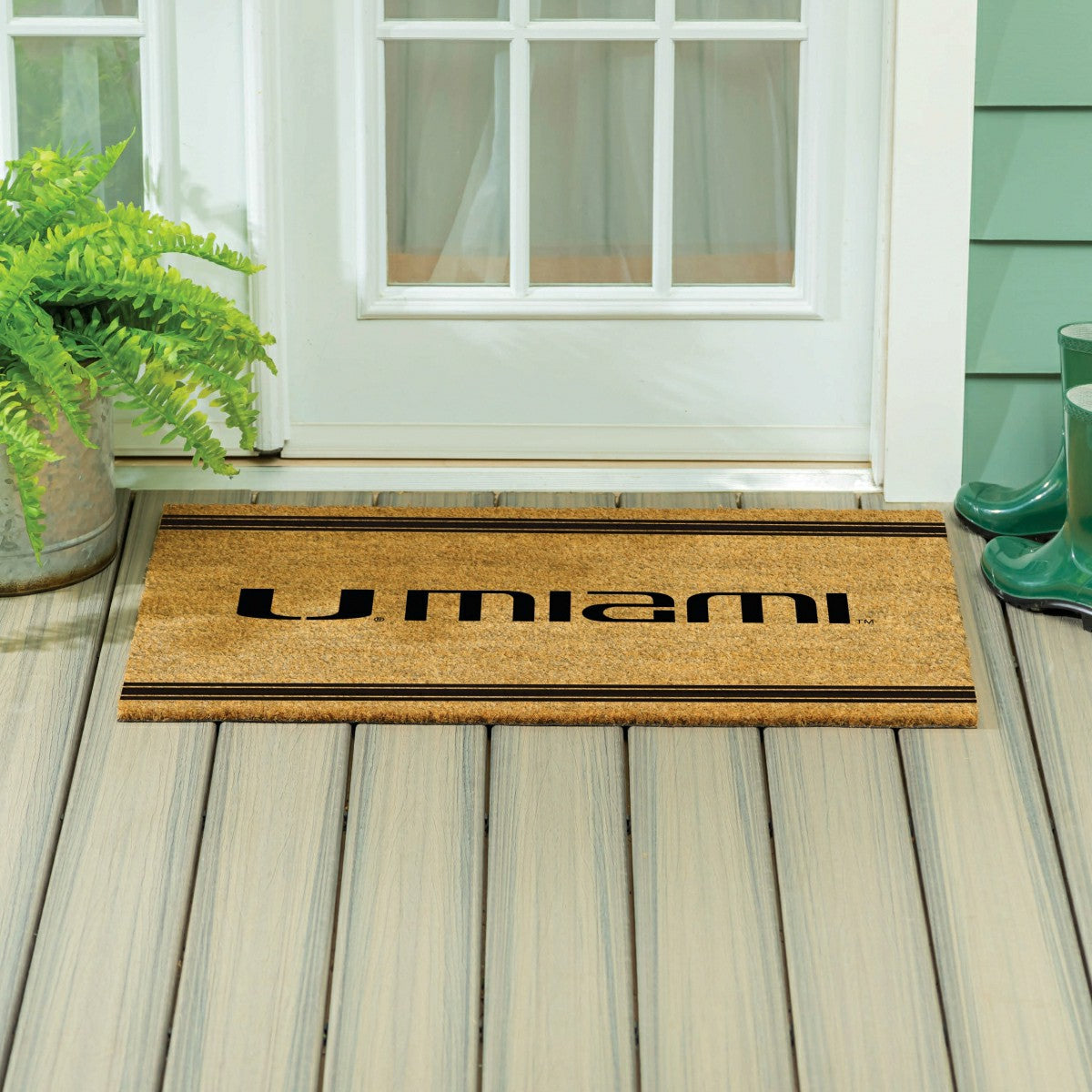 University of Miami Large One Color Coir Mat, 36"x24"