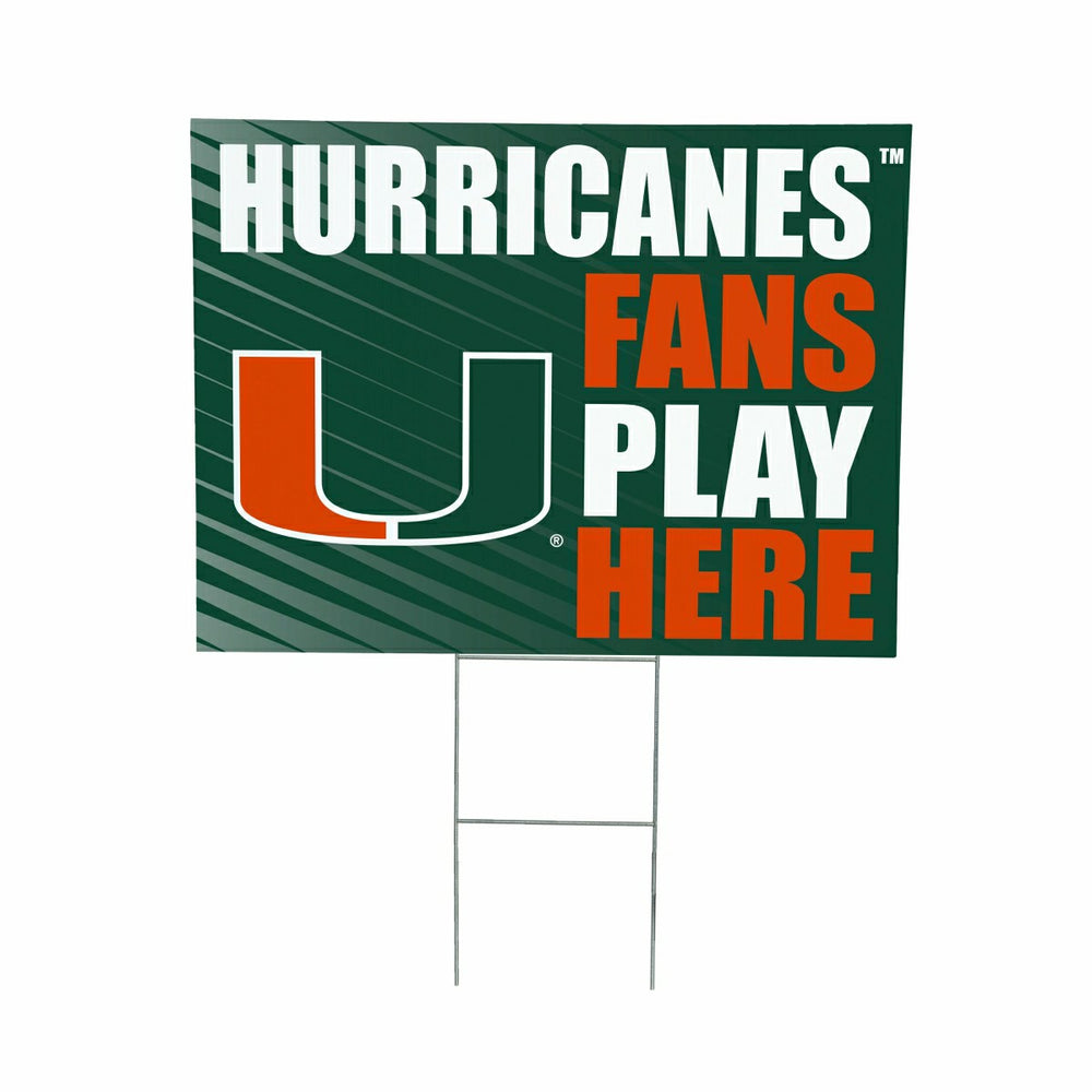 University of Miami Coroplast Yard Sign "Fans Play Here"