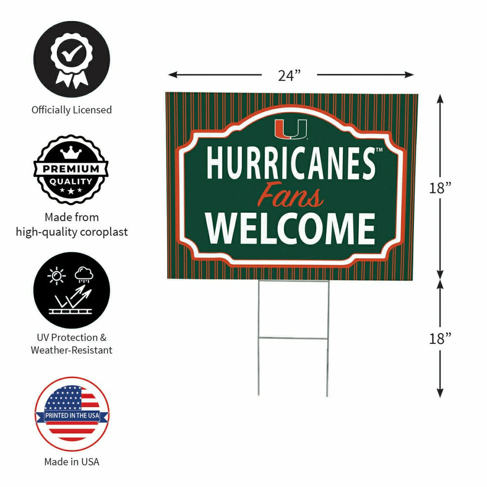University of Miami Coroplast Yard Sign, "Fans Welcome"