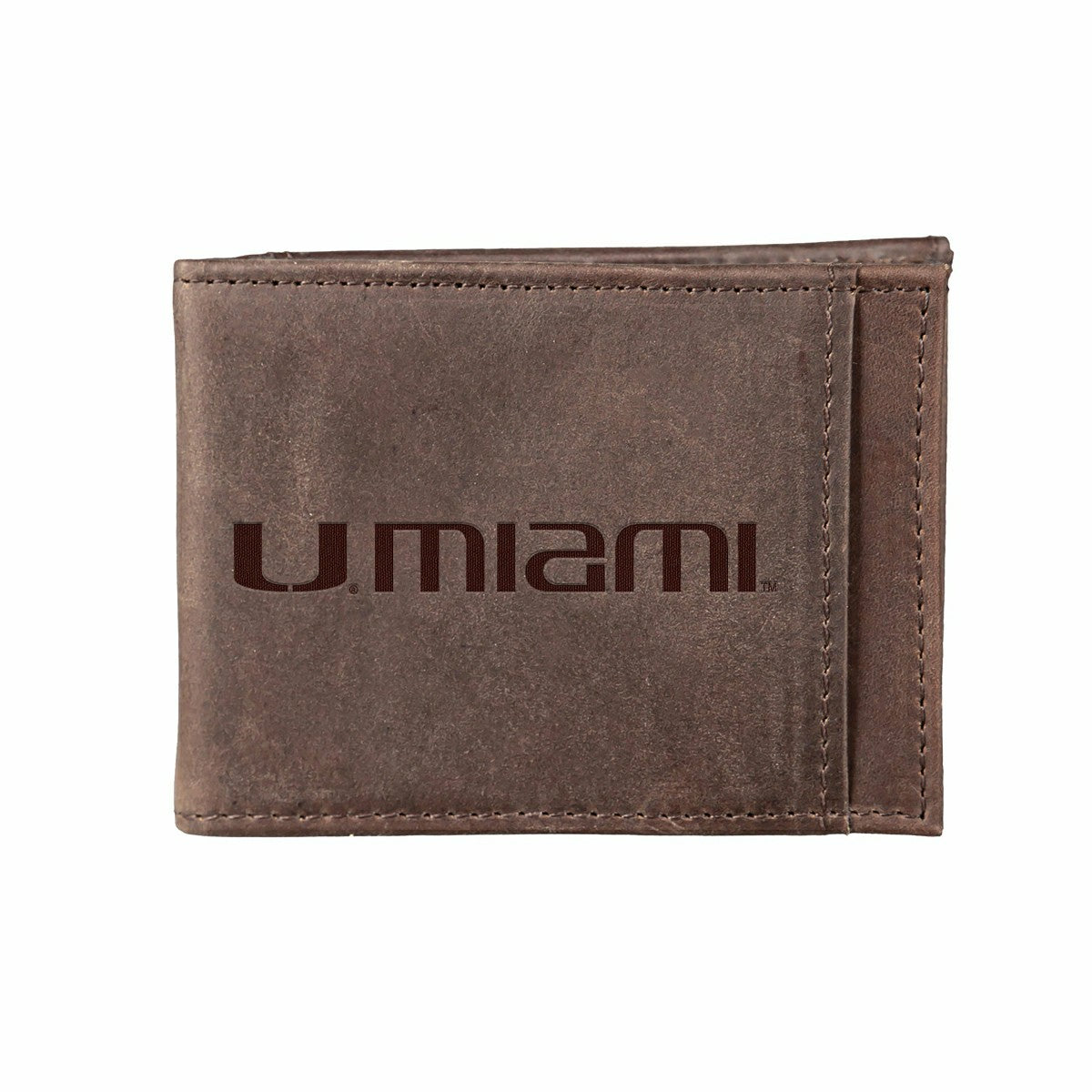 Front Pocket Wallet w/ RFID Blocking, University of Miami, Brown