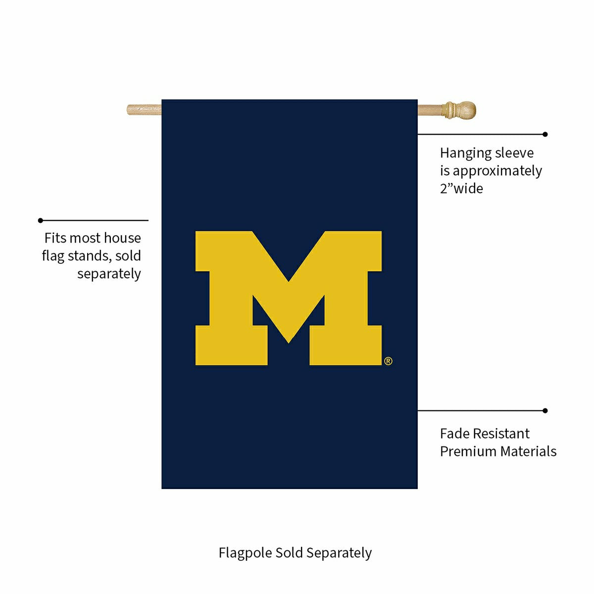 Applique Flag, Reg, University Of Michigan