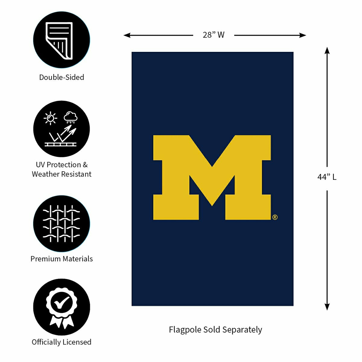 Applique Flag, Reg, University Of Michigan