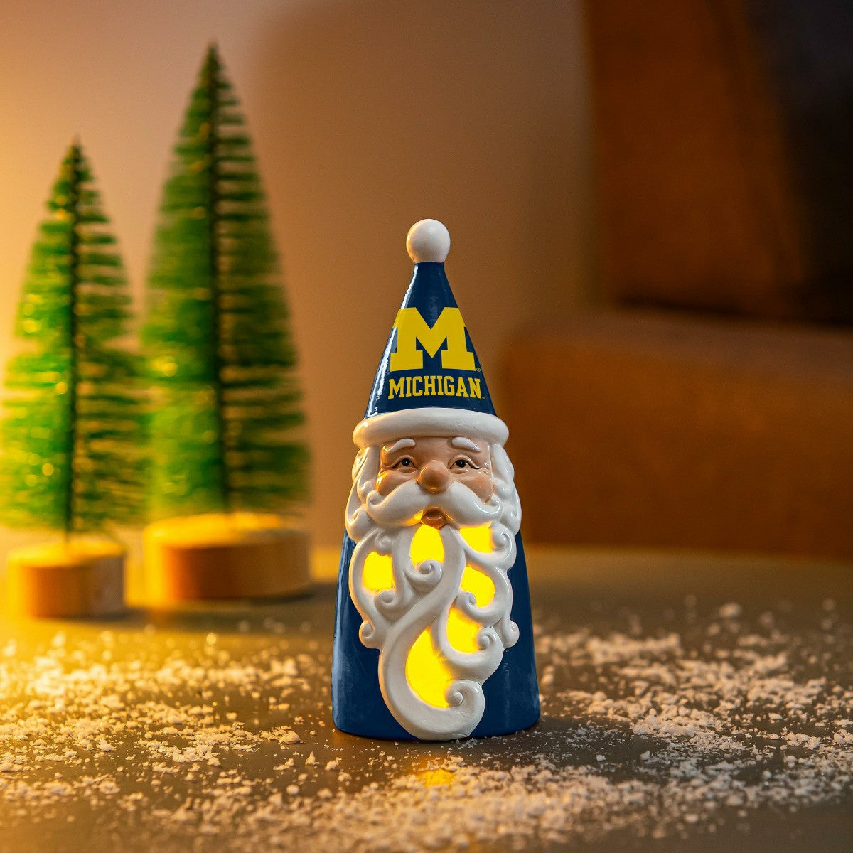 University Of Michigan Santa LED Statuary, 8"