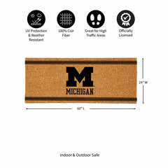 University Of Michigan Extra Large One Color Coir Mat, 60"x24"