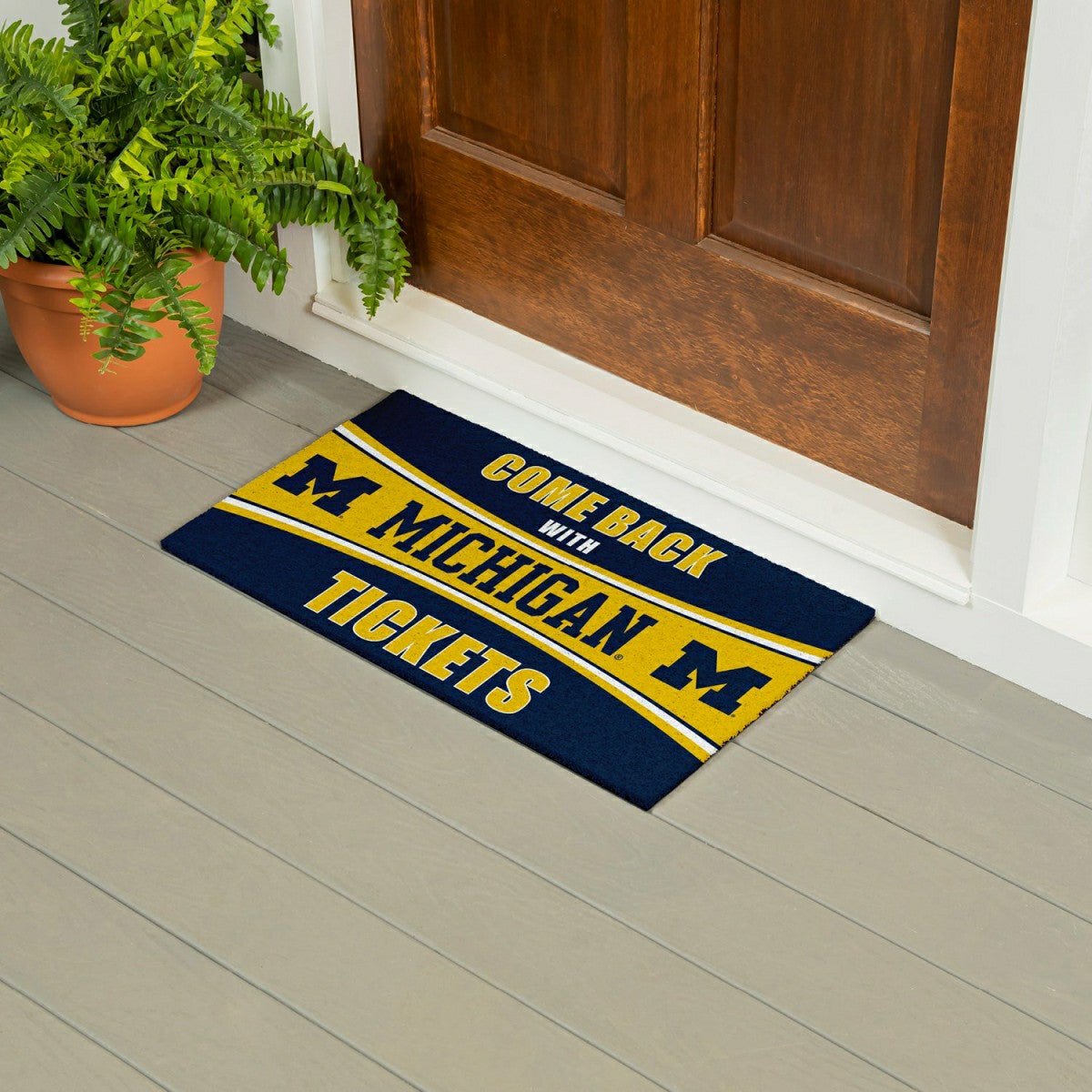 28" x 16" PVC Trapper Mat, Come Back with Tickets, University Of Michi