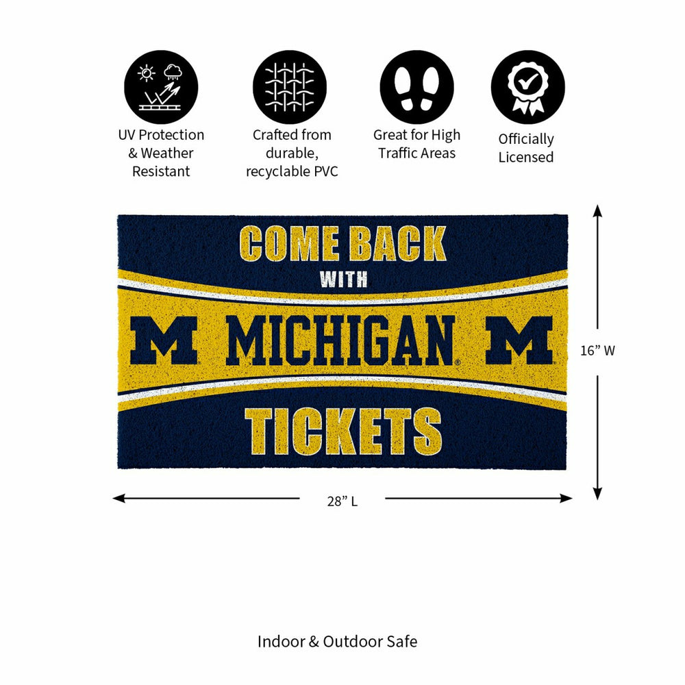 28" x 16" PVC Trapper Mat, Come Back with Tickets, University Of Michi