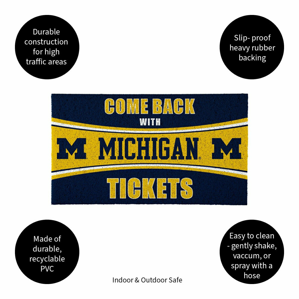 28" x 16" PVC Trapper Mat, Come Back with Tickets, University Of Michi