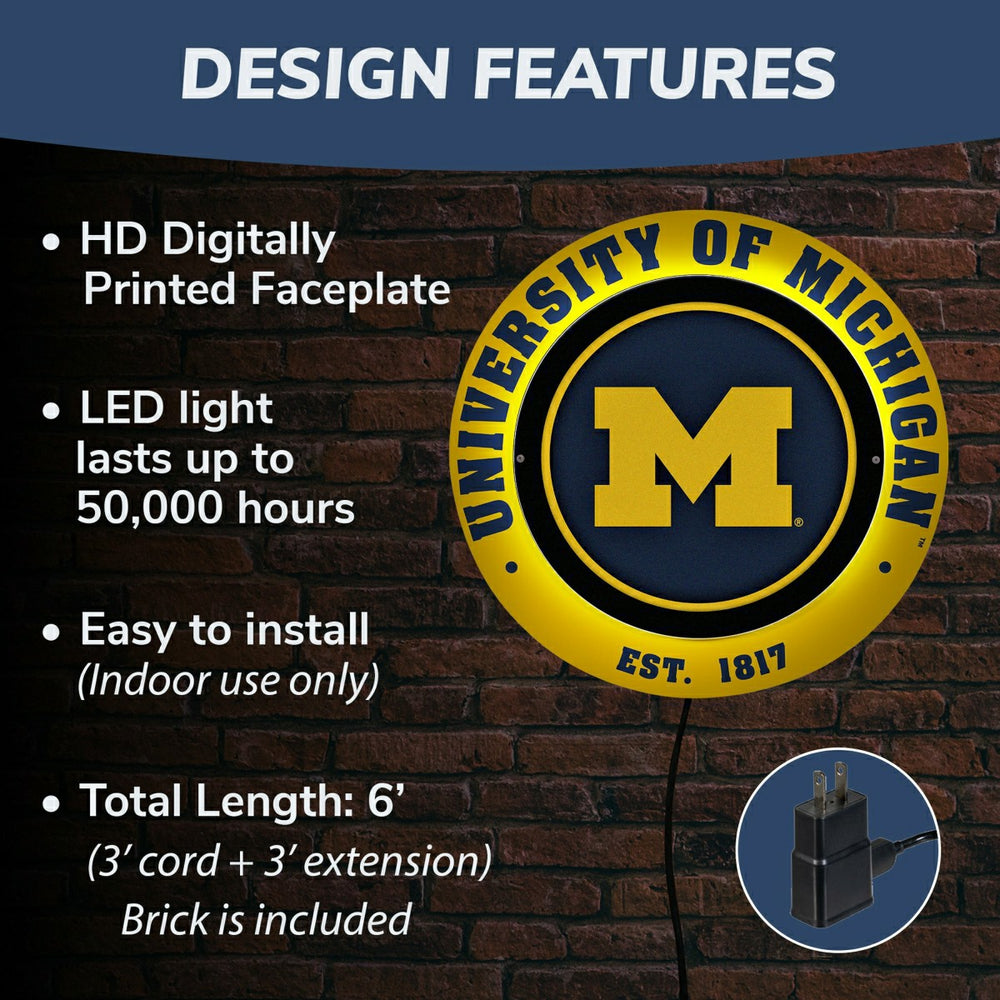 University Of Michigan, Metal Lite, Round