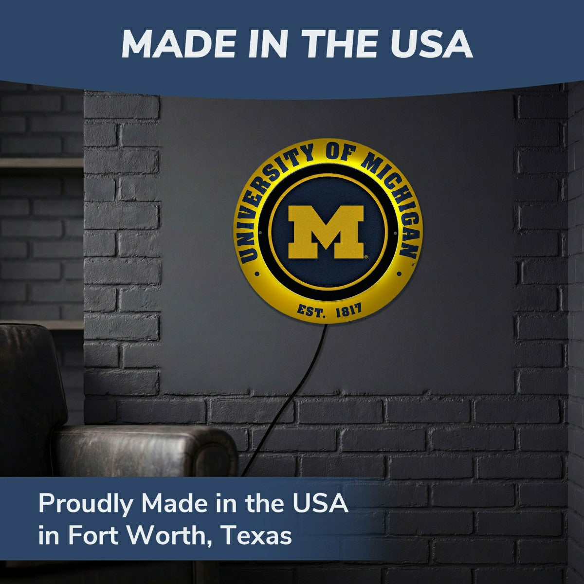 University Of Michigan, Metal Lite, Round