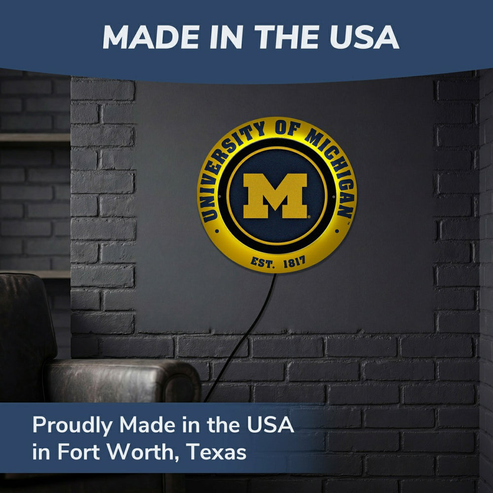 University Of Michigan, Metal Lite, Round
