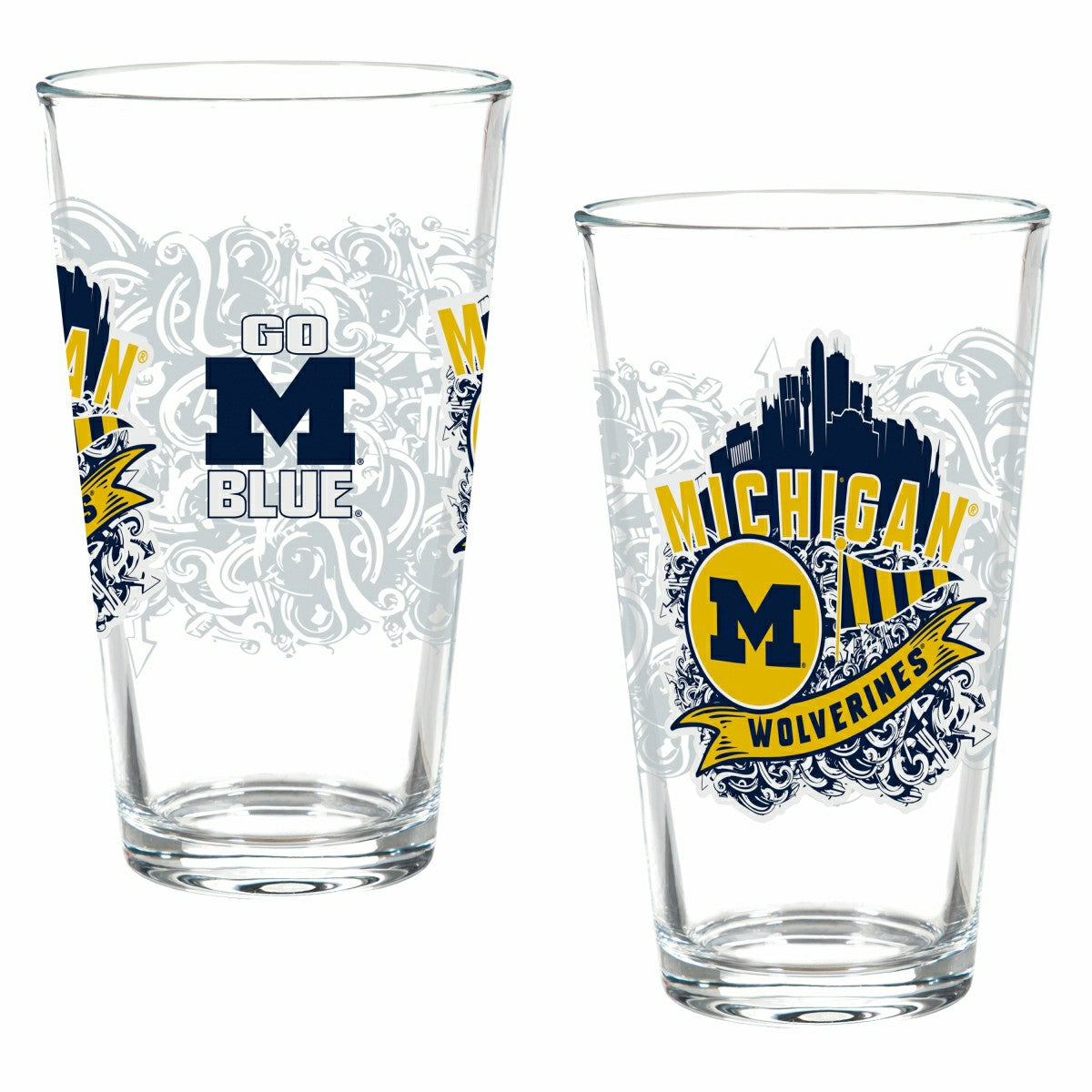 University Of Michigan 16oz Glass pint, Set of 2