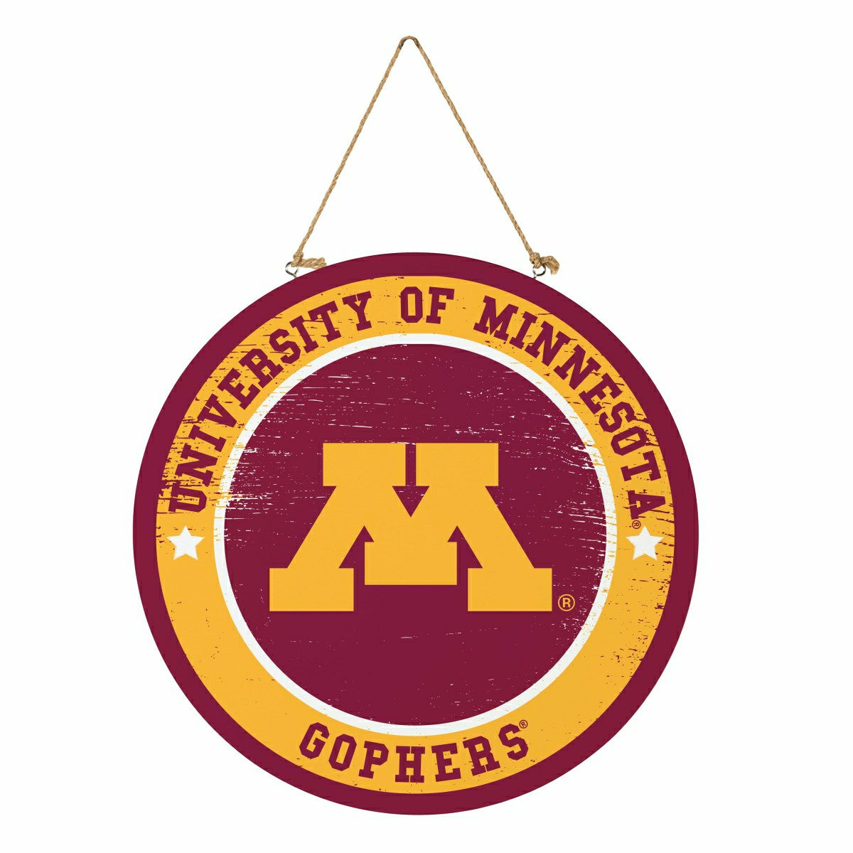 University of Minnesota Round Door Décor with Hanging Rope, 18x18