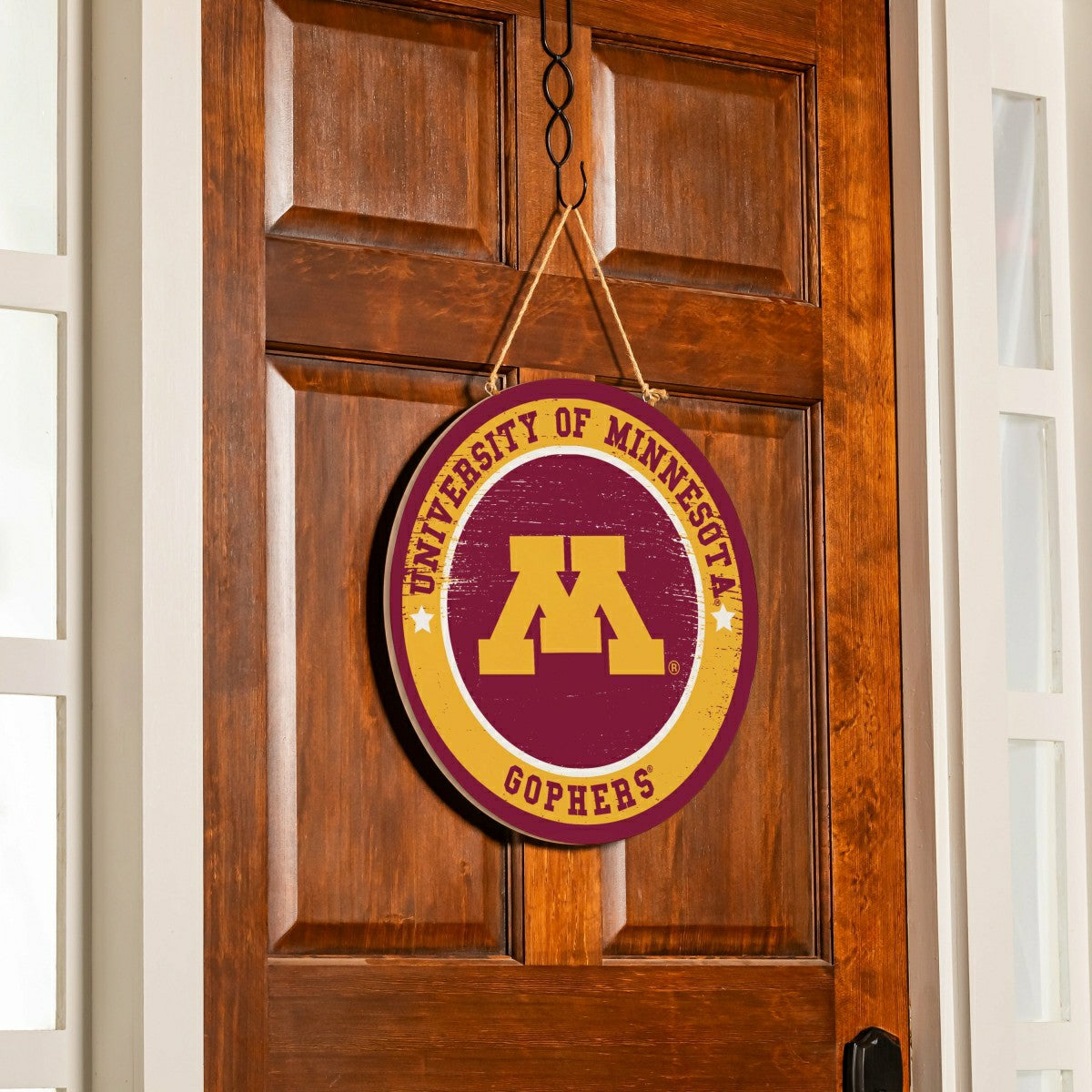 University of Minnesota Round Door Décor with Hanging Rope, 18x18