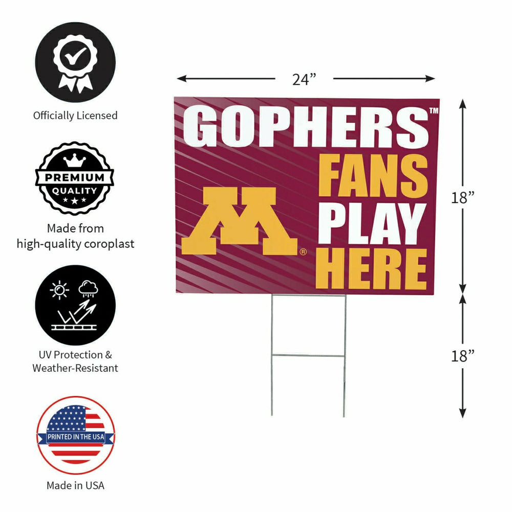 University of Minnesota Coroplast Yard Sign "Fans Play Here"