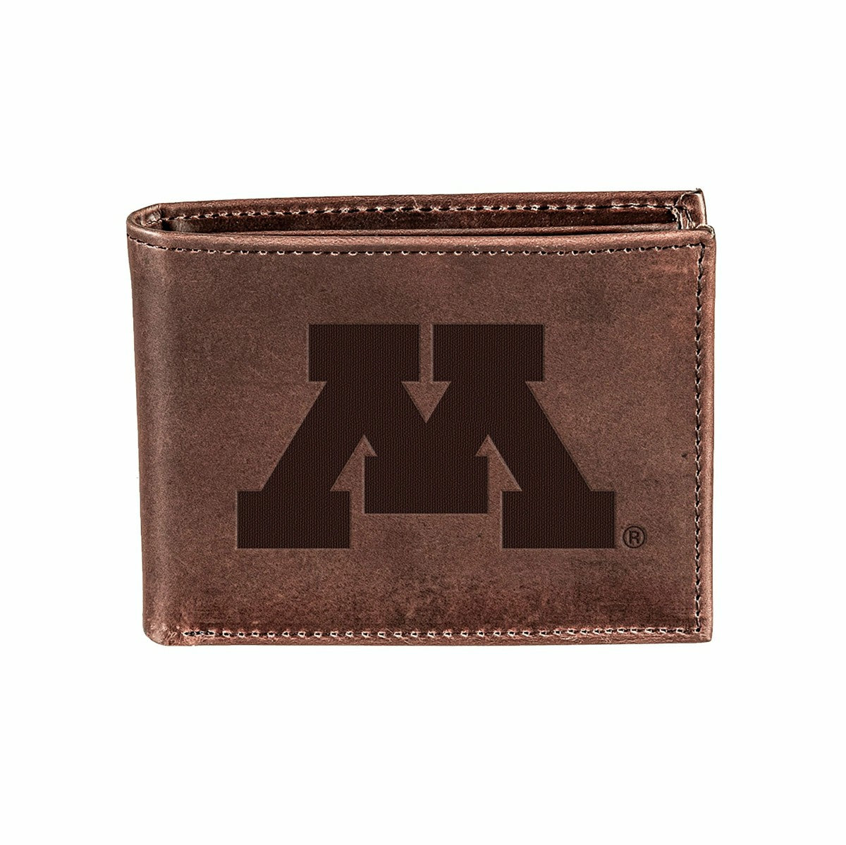 University of Minnesota, Bi-Fold Wallet, Brown, CH, 100% Genuine Leath