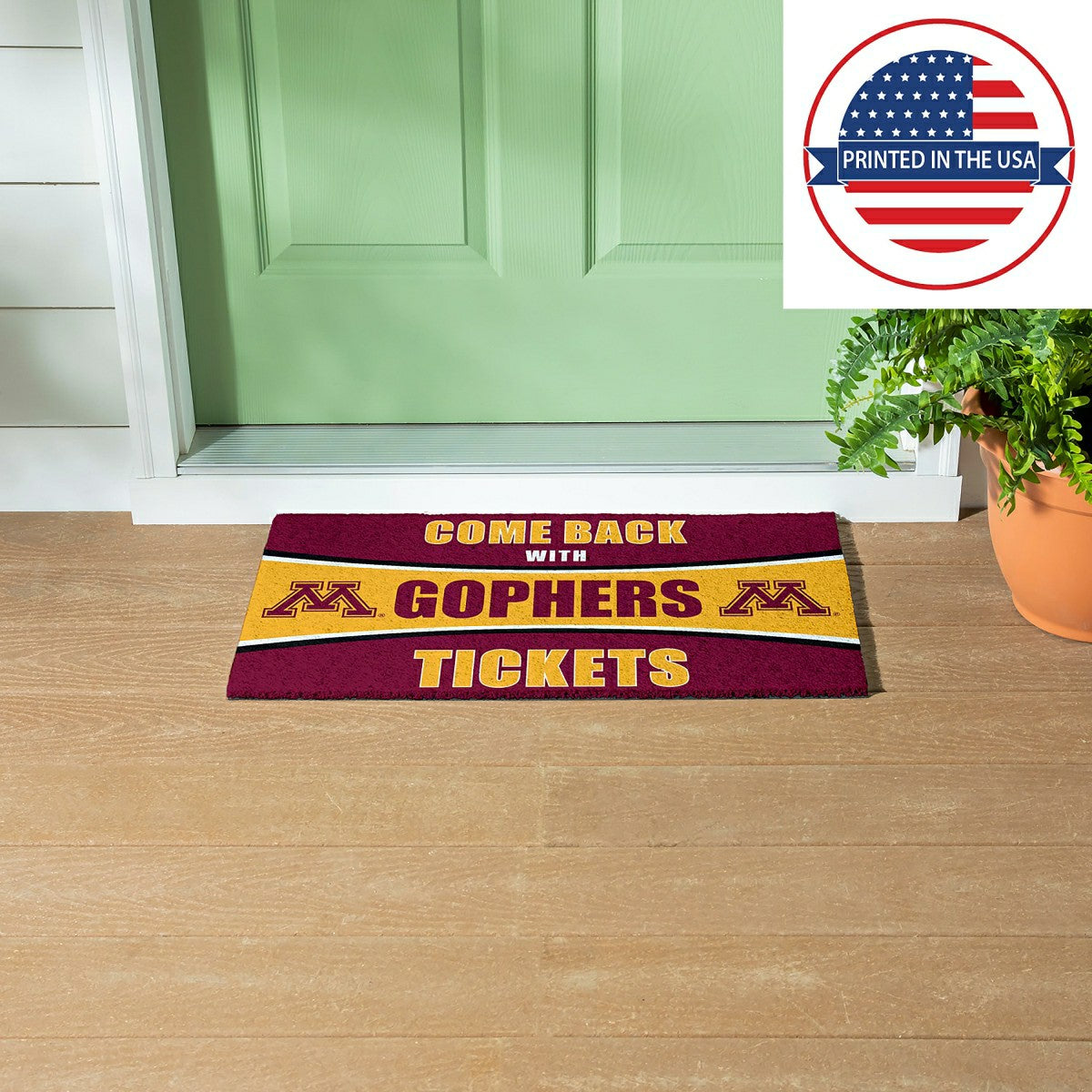 28" x 16" PVC Trapper Mat, Come Back with Tickets, University of Minne