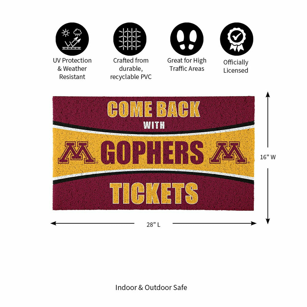 28" x 16" PVC Trapper Mat, Come Back with Tickets, University of Minne