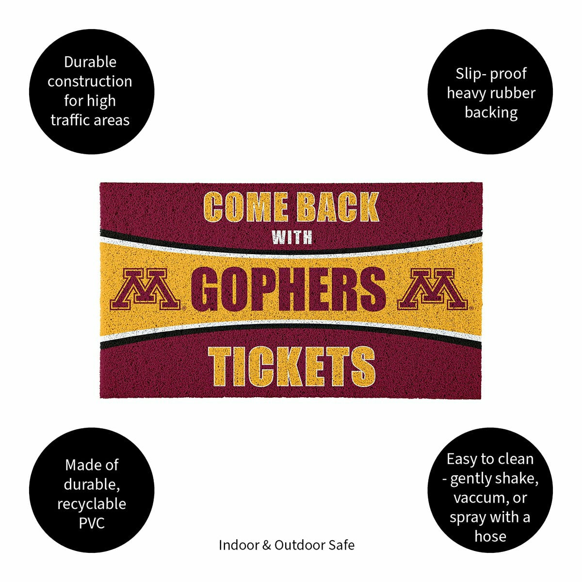 28" x 16" PVC Trapper Mat, Come Back with Tickets, University of Minne