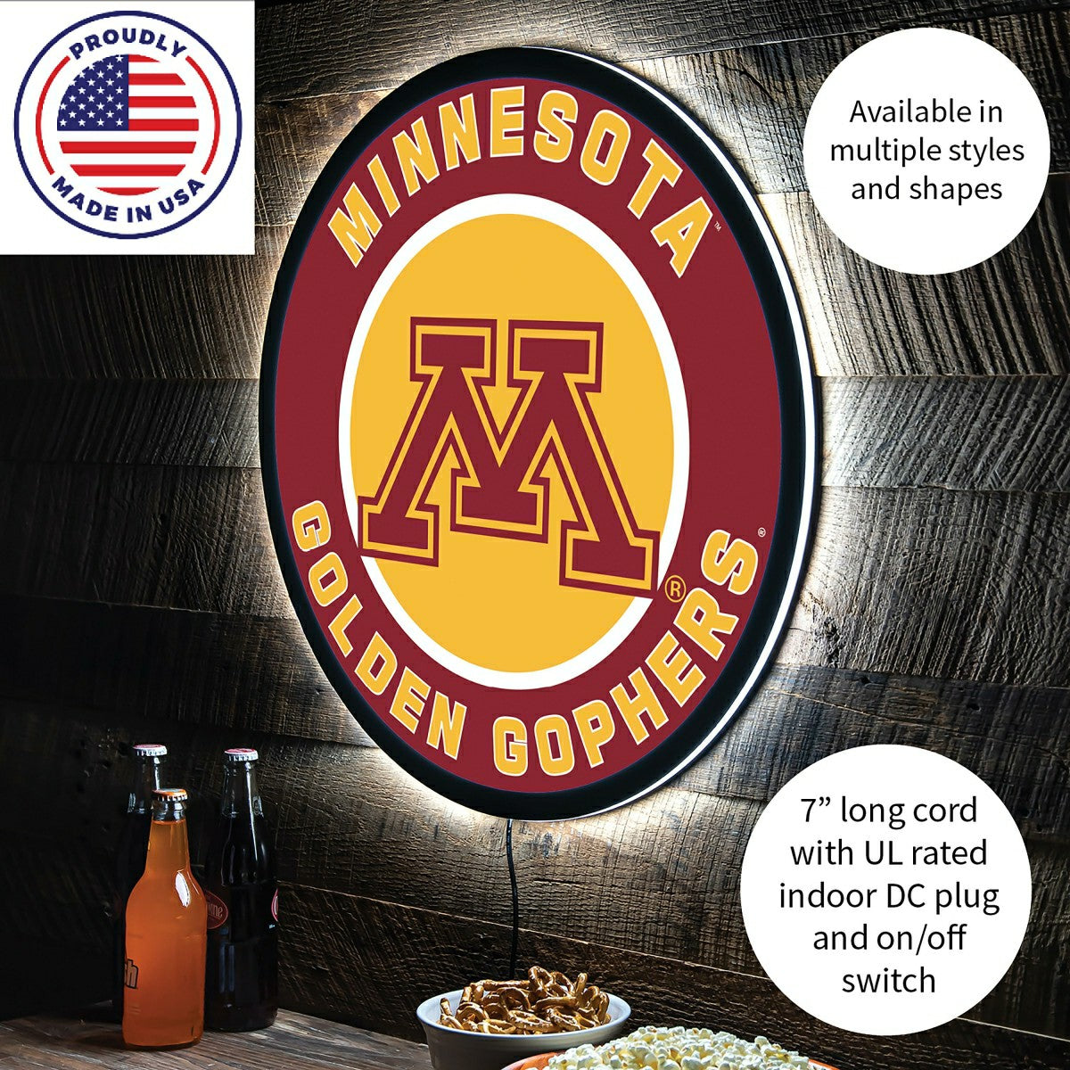 LED Wall Decor, Round, University of Minnesota