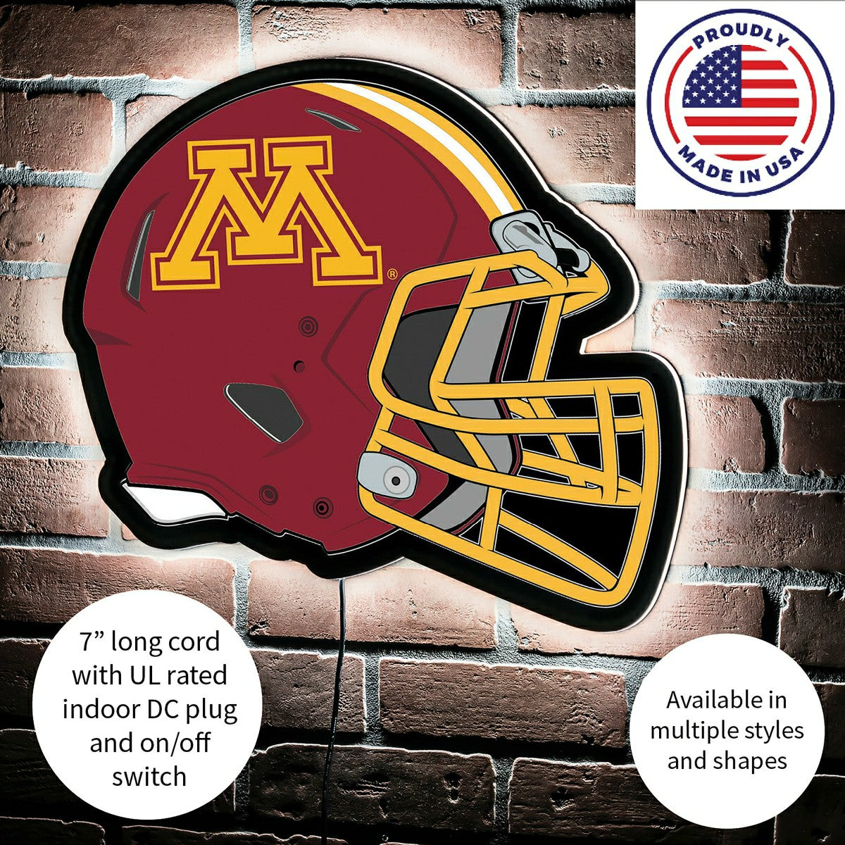 LED Wall Decor, Helmet, University of Minnesota