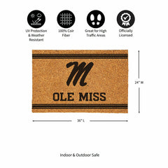 University of Mississippi Large One Color Coir Mat, 36"x24"