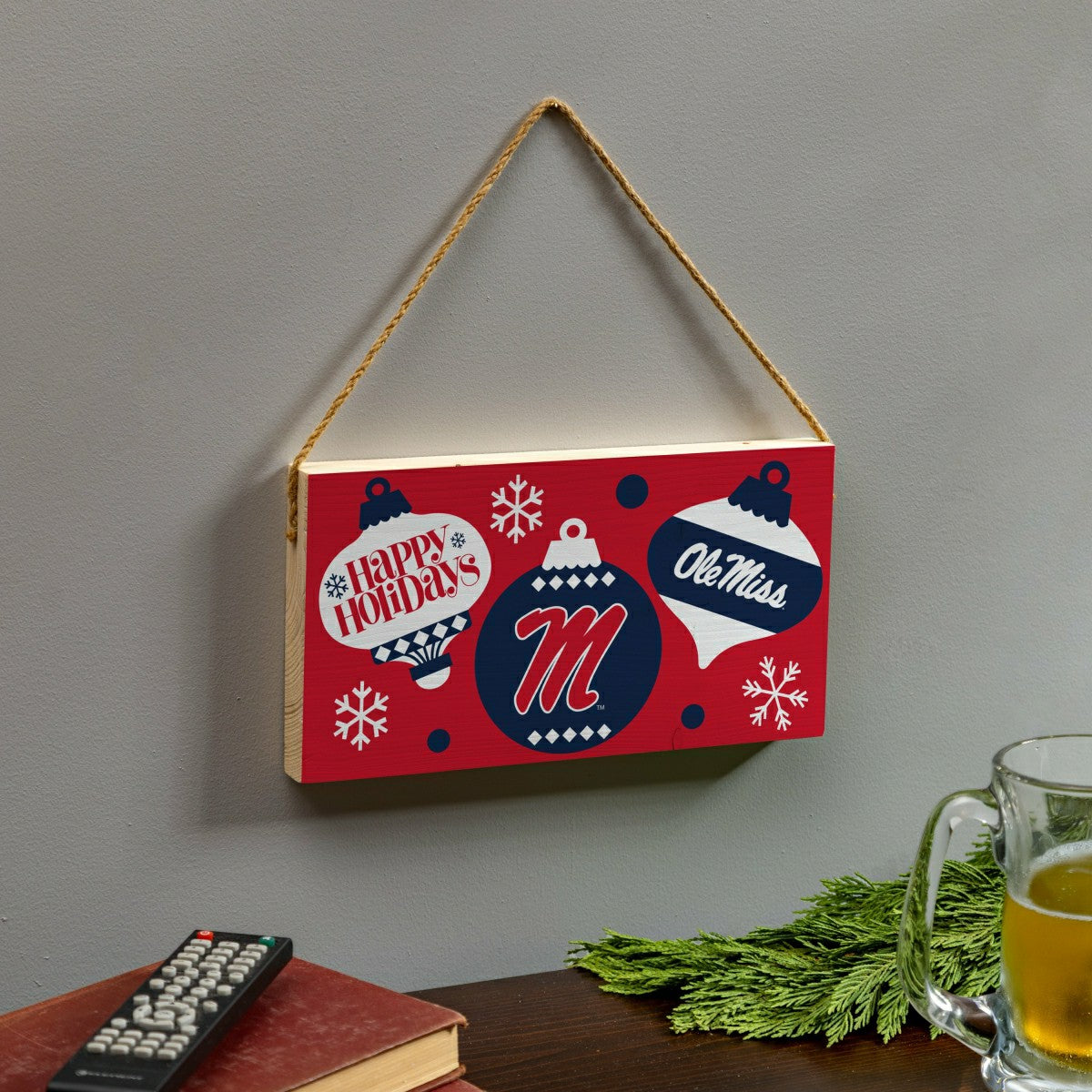 University of Mississippi Holiday Wood Wall Sign, 6x11