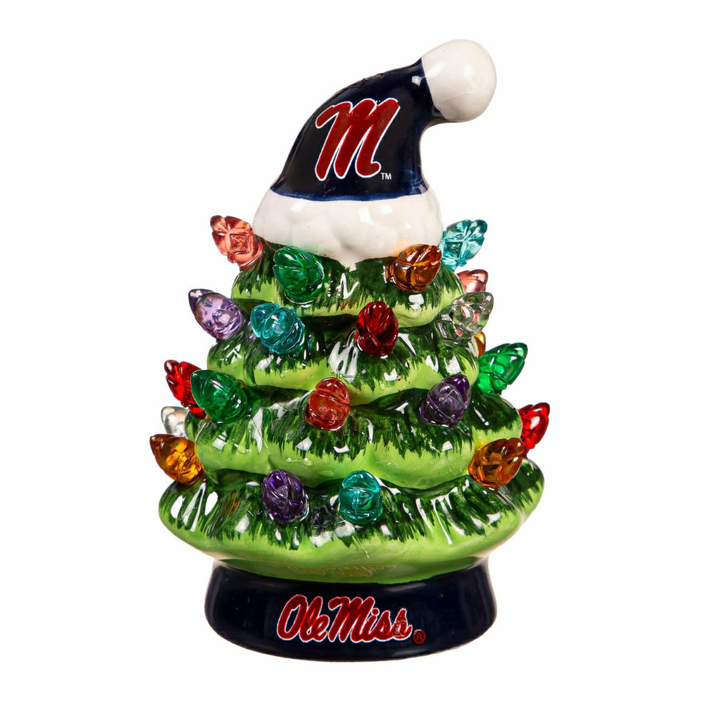 4" Mini LED Tabletop Christmas Tree, Set of 2, University of Mississip