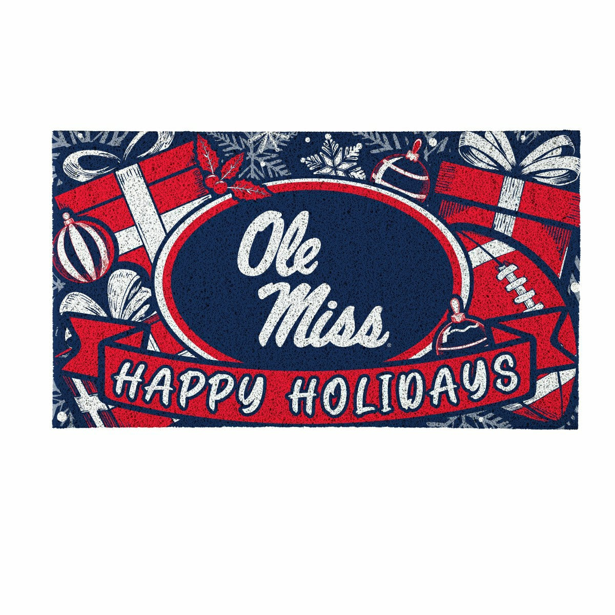 University of Mississippi Holiday PVC Mat, 28"x16"