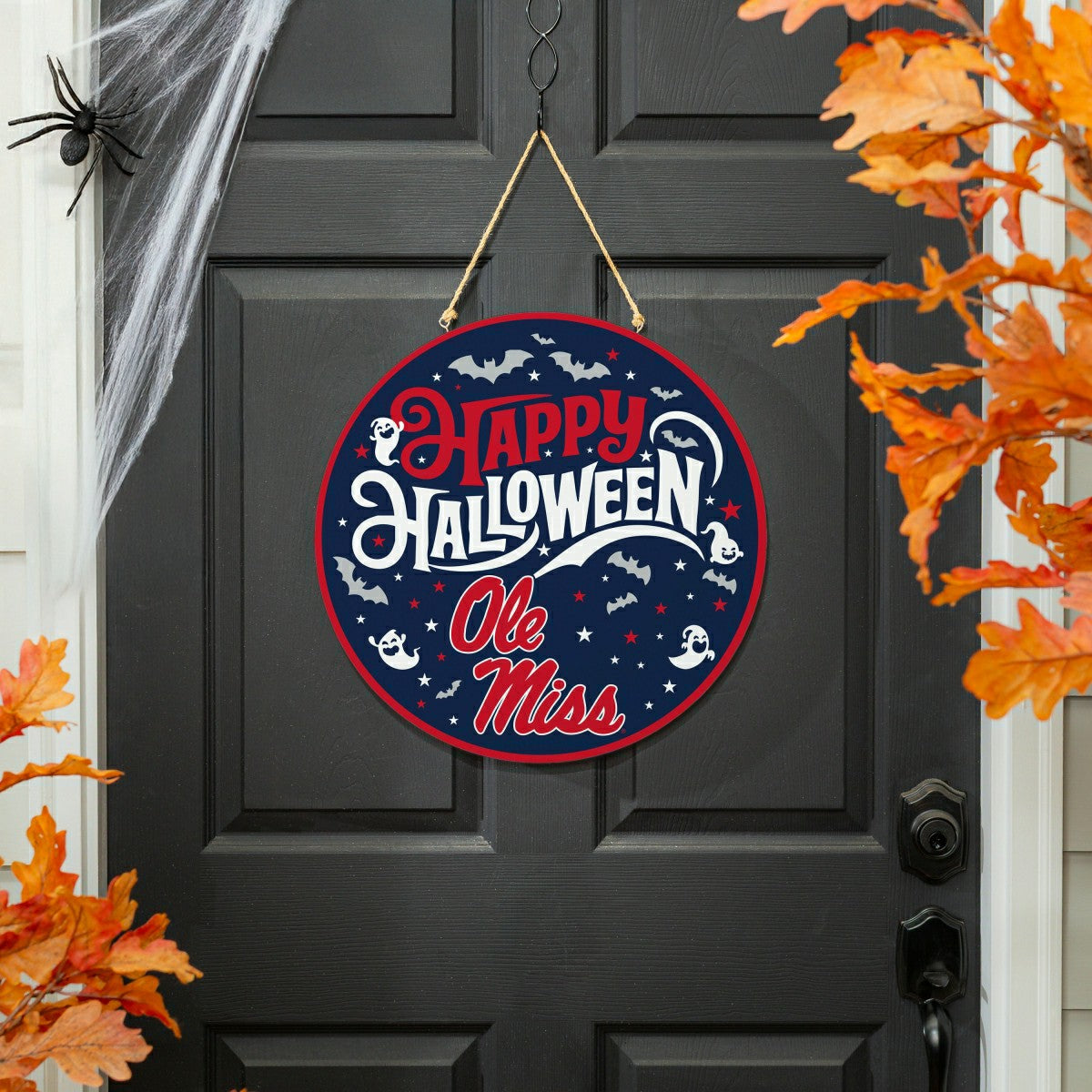 University of Mississippi Halloween Round Door Décor with Hanging Rope