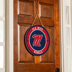 University of Mississippi Round Door Décor with Hanging Rope, 18x18
