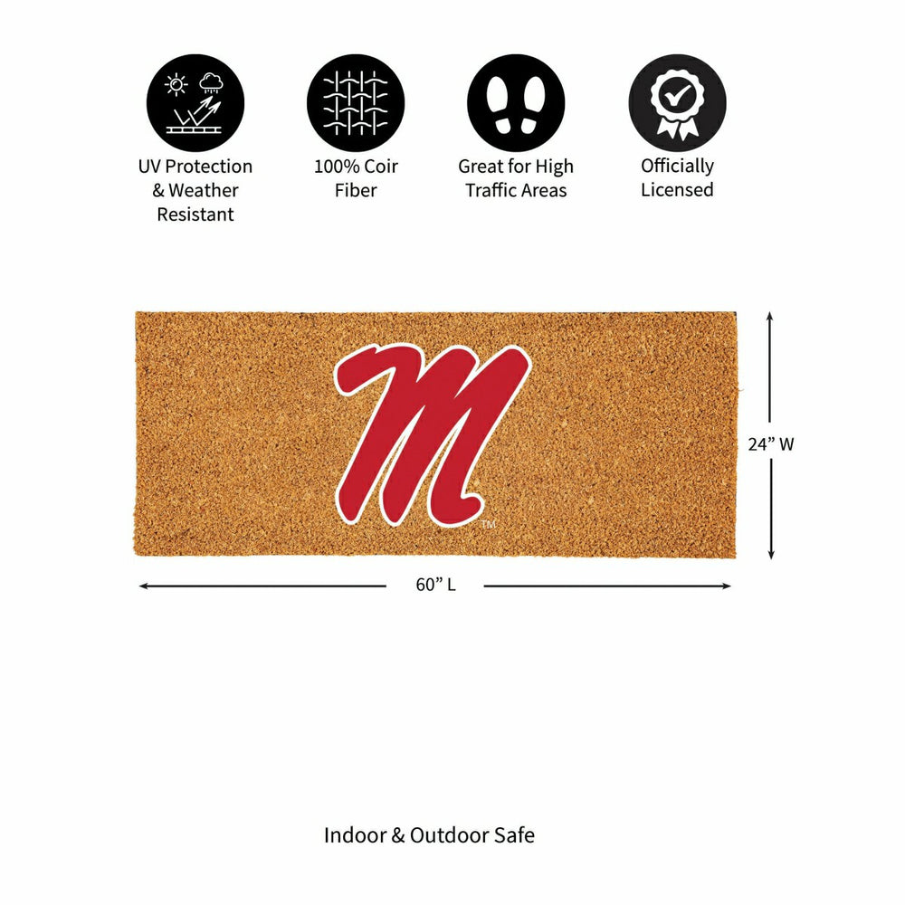 University of Mississippi Extra Large Full Color Coir Mat, 60"x24"