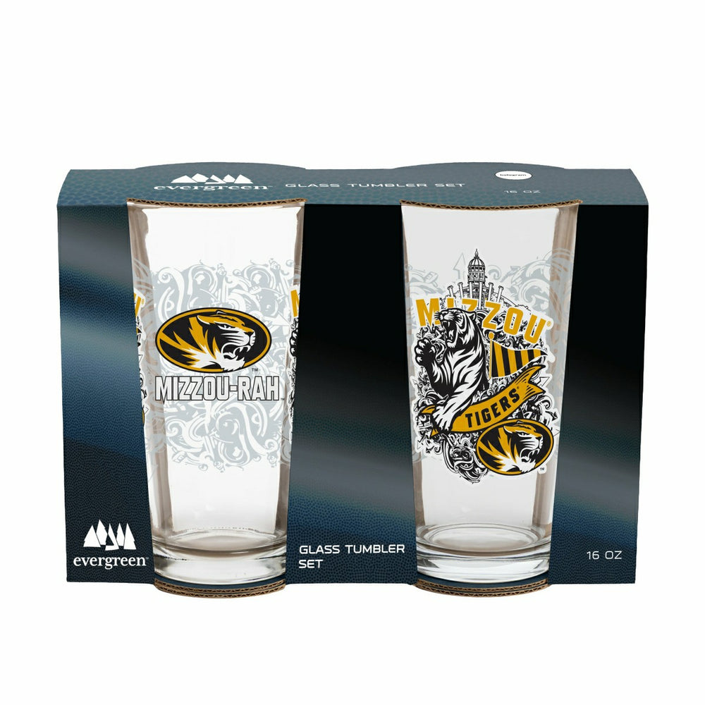 University of Missouri 16oz Glass pint, Set of 2
