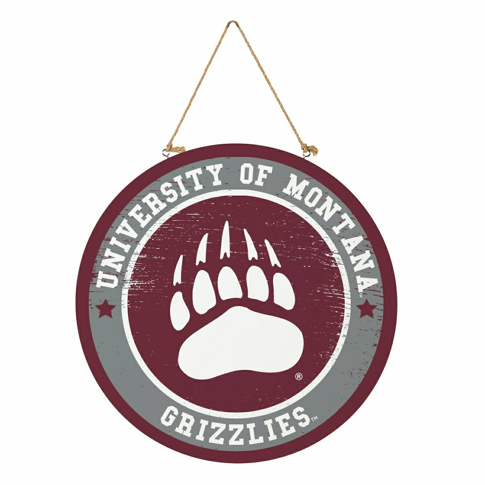 University of Montana Round Door Décor with Hanging Rope, 18x18