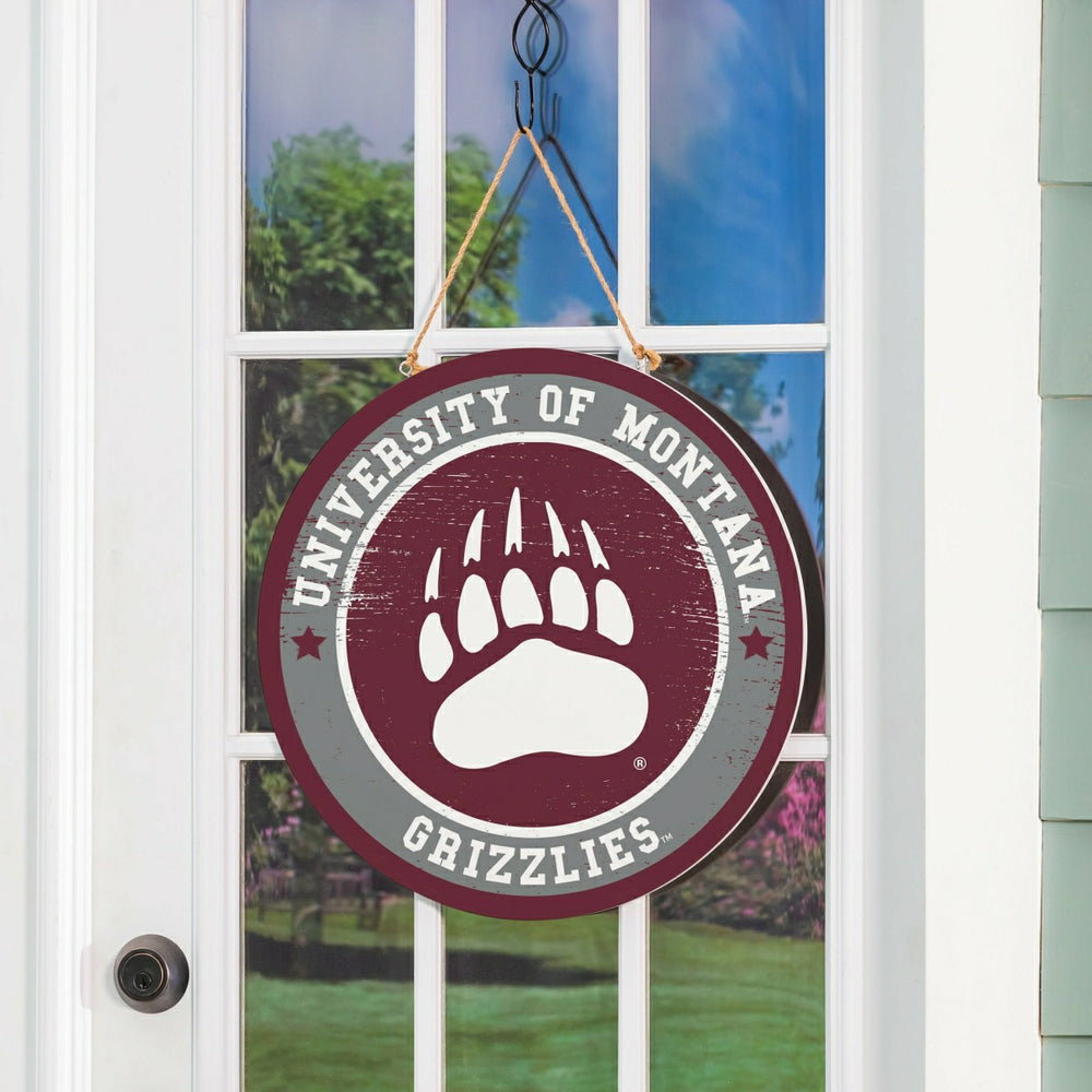 University of Montana Round Door Décor with Hanging Rope, 18x18