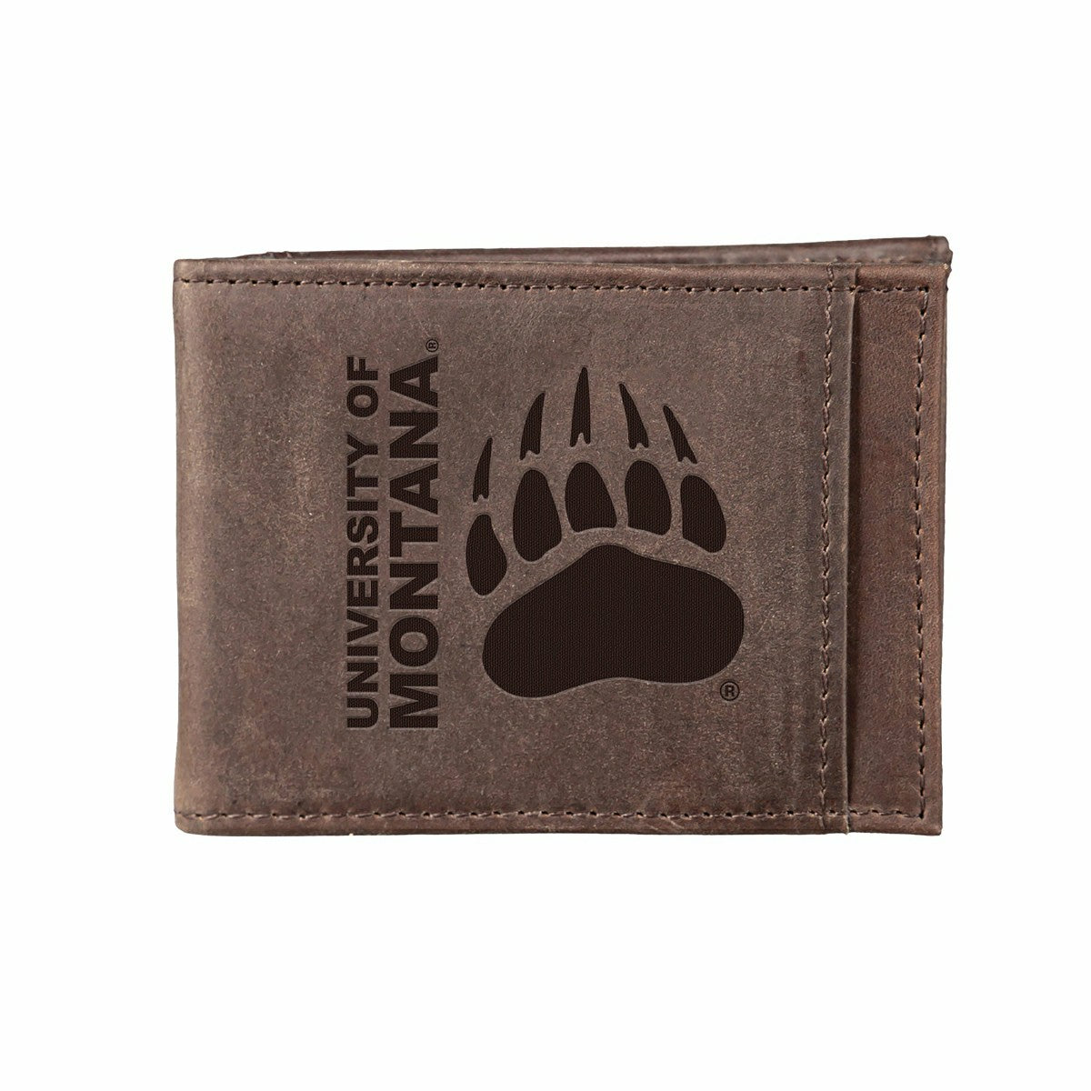 Front Pocket Wallet w/ RFID Blocking, University of Montana, Brown