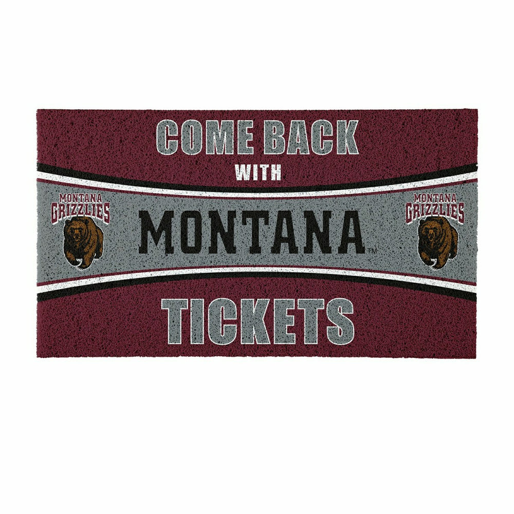 28" x 16" PVC Trapper Mat, Come Back with Tickets, University of Monta