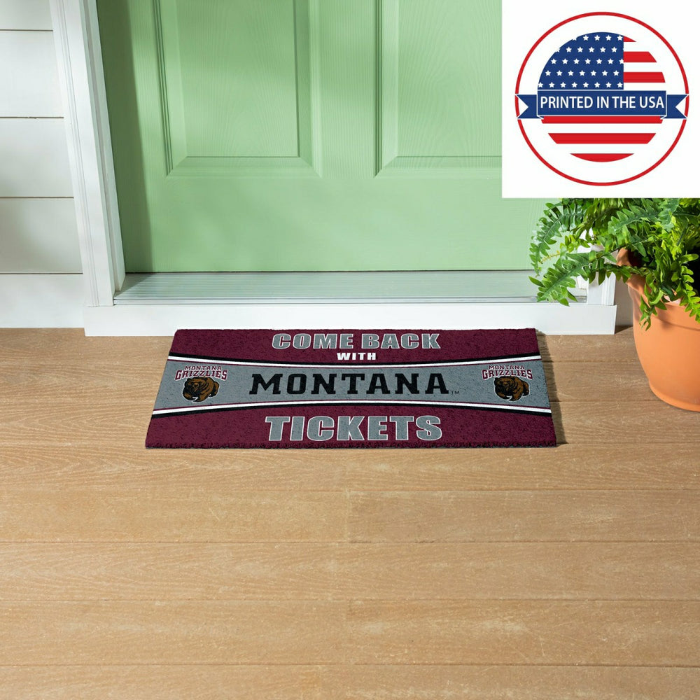 28" x 16" PVC Trapper Mat, Come Back with Tickets, University of Monta