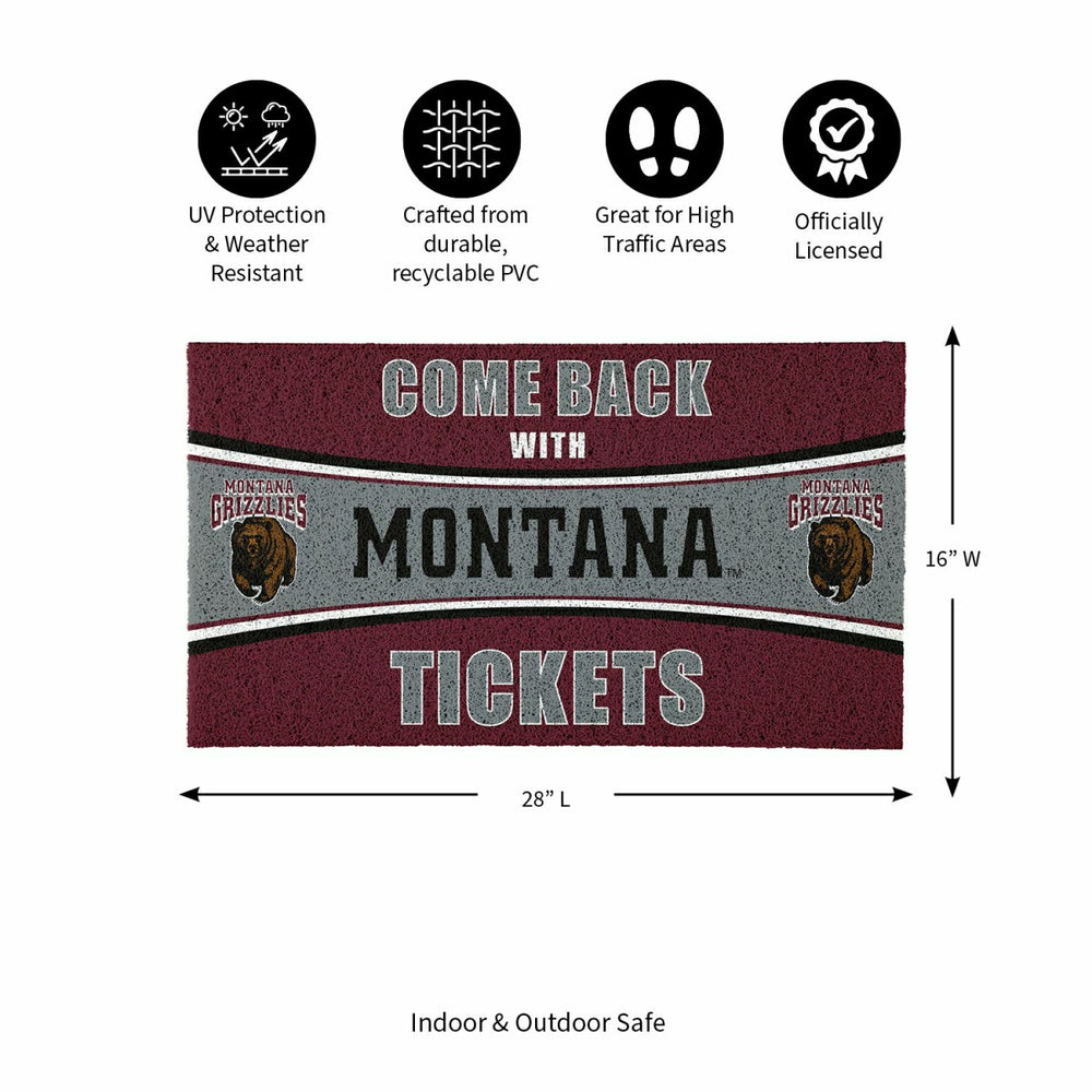 28" x 16" PVC Trapper Mat, Come Back with Tickets, University of Monta