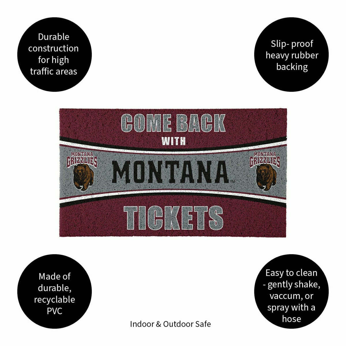 28" x 16" PVC Trapper Mat, Come Back with Tickets, University of Monta