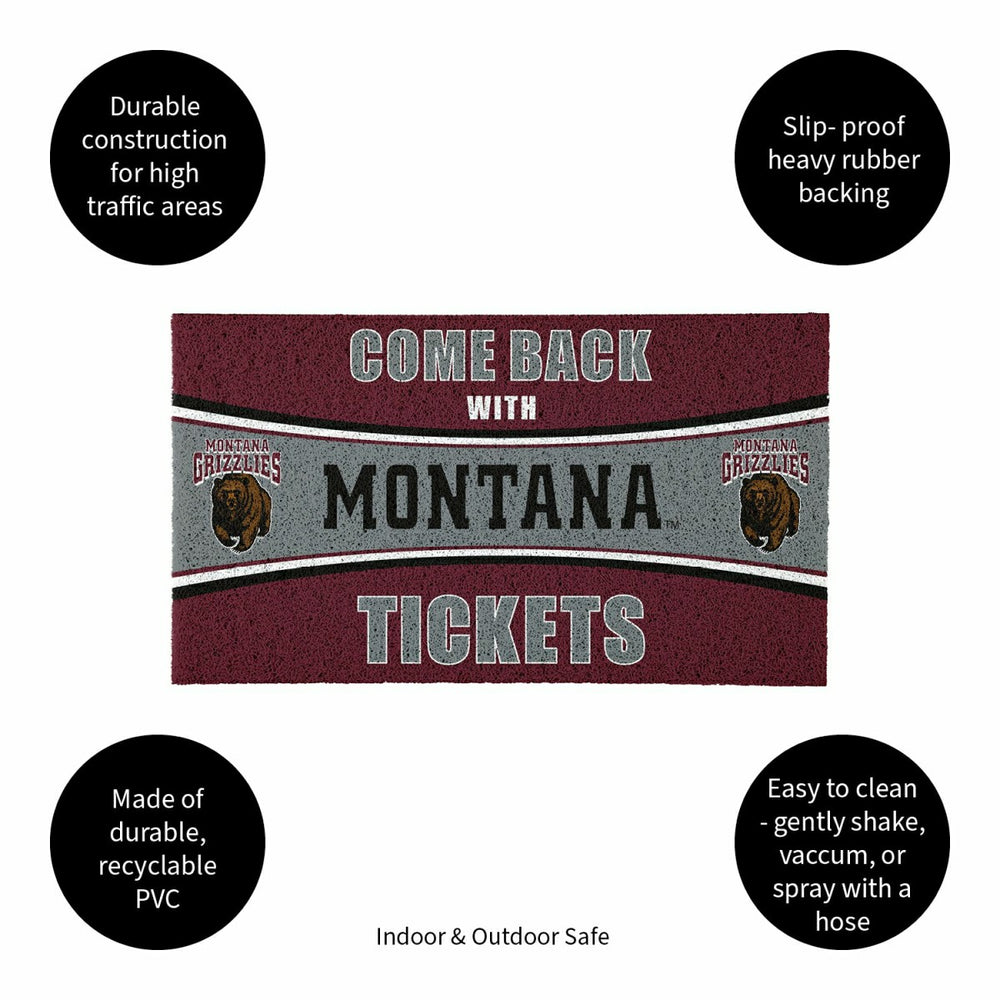 28" x 16" PVC Trapper Mat, Come Back with Tickets, University of Monta