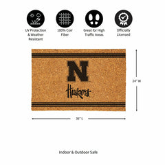 University of Nebraska Large One Color Coir Mat, 36"x24"