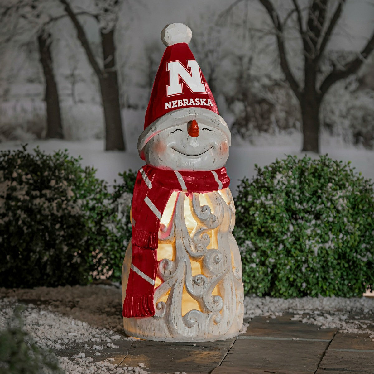 University of Nebraska Snowman LED Statuary, 26"